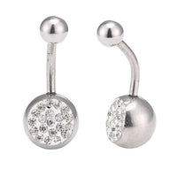 Load image into Gallery viewer, Bauchnabelpiercing Bananapiercing Edelstahl Zirkonia weiß Steine 2 Kugeln - chic - net.de
