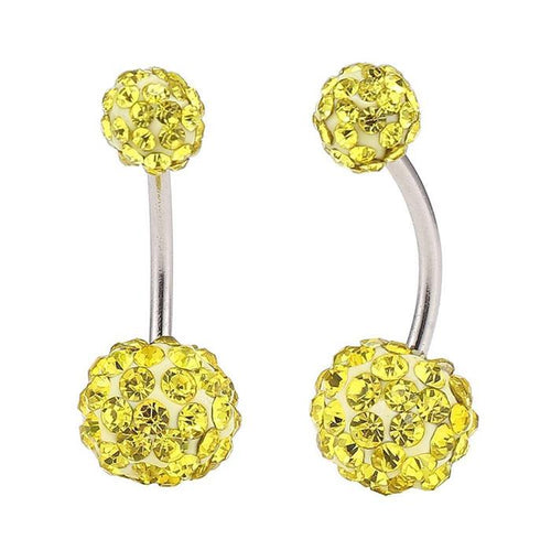 Bauchnabelpiercing Bananapiercing gelb Zirkonia gelbe Steine 2 Kugeln Edelstahl - chic - net.de