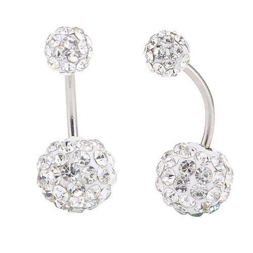 Bauchnabelpiercing Bananapiercing weiß Zirkonia Steine 2 Kugeln Edelstahl - chic - net.de