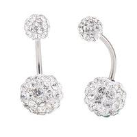 Load image into Gallery viewer, Bauchnabelpiercing Bananapiercing weiß Zirkonia Steine 2 Kugeln Edelstahl - chic - net.de
