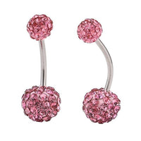 Load image into Gallery viewer, Bauchnabelpiercing Bananapiercing Zirkonia Steine pink 2 Kugeln Edelstahl - chic - net.de
