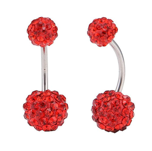 Bauchnabelpiercing Bananapiercing Zirkonia Steine rot 2 Kugeln Edelstahl - chic - net.de