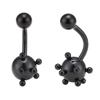 Cargar imagen en el visor de la galería, Bauchnabelpiercing Bananenpiercing Edelstahl schwarz kleine und große kugeln - chic - net.de
