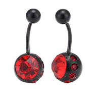 Load image into Gallery viewer, Bauchnabelpiercing Bananenpiercing rote Zirkonia Steine Edelstahl schwarz - chic - net.de
