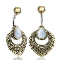 Load image into Gallery viewer, Bauchnabelpiercing Edelstahl Brass Ornament Träne Inlay - chic - net.de
