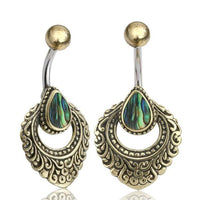 Load image into Gallery viewer, Bauchnabelpiercing Edelstahl Brass Ornament Träne Inlay - chic - net.de
