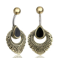 Load image into Gallery viewer, Bauchnabelpiercing Edelstahl Brass Ornament Träne Inlay - chic - net.de
