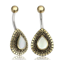 Load image into Gallery viewer, Bauchnabelpiercing Edelstahl Brass Sonnen Träne Inlay - chic - net.de
