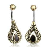 Load image into Gallery viewer, Bauchnabelpiercing Edelstahl Brass Tropfen Inlay - chic - net.de
