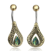 Load image into Gallery viewer, Bauchnabelpiercing Edelstahl Brass Tropfen Inlay - chic - net.de

