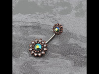 Load image into Gallery viewer, Bauchnabelpiercing Edelstahl rose Kristall Blume - chic - net.de
