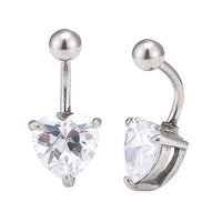 Cargar imagen en el visor de la galería, Bauchnabelpiercing Edelstahl silber Farben weißer Herzförmiger Zirkonia Stein - chic - net.de
