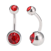 Load image into Gallery viewer, Bauchnabelpiercing Edelstahl silberfarben Stein rot in beiden Kugeln - chic - net.de
