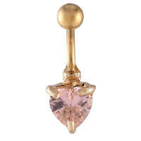 Cargar imagen en el visor de la galería, Bauchnabelpiercing golden Herz rosa Zirkonia Stein Edelstahl - chic - net.de
