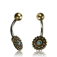 Load image into Gallery viewer, Bauchnabelpiercing Messing Edelstahl antik golden silbern Dalie Türkis - chic - net.de
