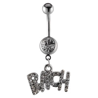 Load image into Gallery viewer, Bauchnabelpiercing silberfarben Bitch Schrift weiß Zirkonia Edelstahl - chic - net.de
