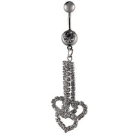 Load image into Gallery viewer, Bauchnabelpiercing silberfarben drei Herz Anhänger Zirkonia weiß Edelstahl - chic - net.de
