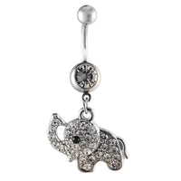 Load image into Gallery viewer, Bauchnabelpiercing silberfarben Elefant Zirkonia weiß Edelstahl - chic - net.de

