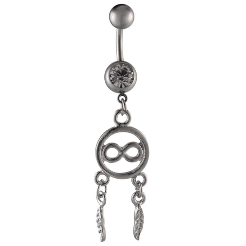Bauchnabelpiercing silberfarben Kreis Infinity Federn Edelstahl - chic - net.de