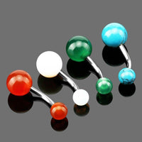 Load image into Gallery viewer, Bauchnabelpiercing Stein Kugeln Edelstahl - chic - net.de
