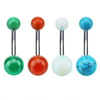 Load image into Gallery viewer, Bauchnabelpiercing Stein Kugeln Edelstahl - chic - net.de
