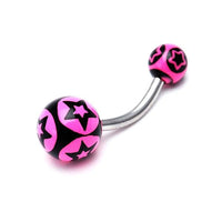 Cargar imagen en el visor de la galería, Bauchnabelpiercing Stern Kreis Bioflex 2 Kugeln Bananenpiercing Edelstahl nickelfrei - chic - net.de
