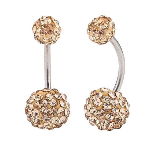 Bauchnabelpiercing Zirkonia Steine orange braun 2 Kugeln Bananenpiercing Edelstahl - chic - net.de