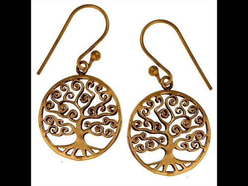 Baum des Lebens Ohrringe Messing antik golden Tribal Ohrhänger - chic - net.de