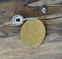 Cargar imagen en el visor de la galería, Bauchnabel Piercing Edelstahl Zirkonia Silber oval Blume
