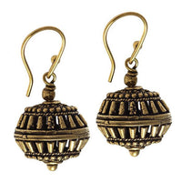 Cargar imagen en el visor de la galería, Brass Ohrringe antik golden Kugeln Creolen Spiralen Messing Ohrhänger
