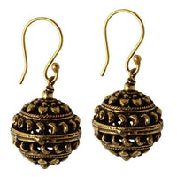 Cargar imagen en el visor de la galería, Brass Ohrringe antik golden Kugeln Creolen Spiralen Messing Ohrhänger
