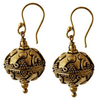 Cargar imagen en el visor de la galería, Brass Ohrringe antik golden Kugeln Creolen Spiralen Messing Ohrhänger
