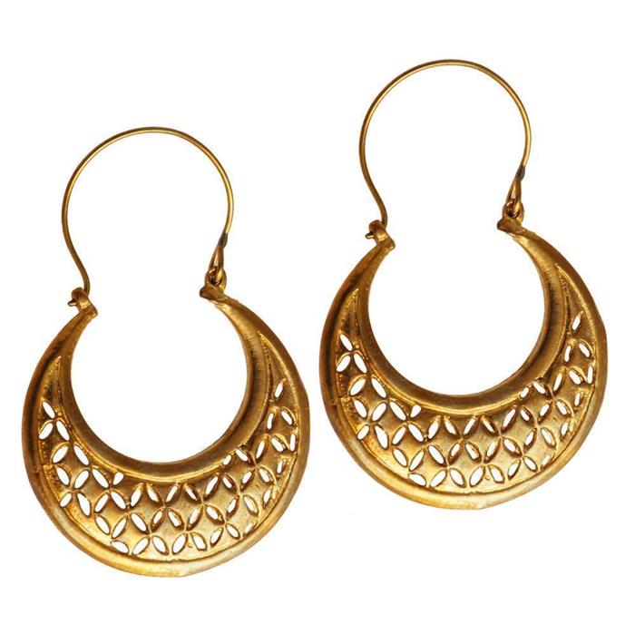 Brass Ohrringe antik golden Kugeln Creolen Spiralen Messing Ohrhänger