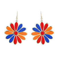 Load image into Gallery viewer, Brass Blumen Ohrringe Emaille golden rot blau orange Ohrhänger 4,5 cm - chic - net.de

