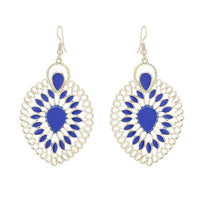 Cargar imagen en el visor de la galería, Brass golden blaue Ohrringe Emaille filigran Tropfen umgedreht Seile 6 cm - chic - net.de
