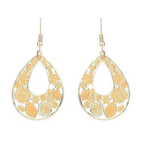 Load image into Gallery viewer, Brass golden orange Ohrringe Emaille Tropfen Creolen Blumen 4 cm - chic - net.de
