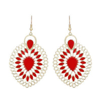 Cargar imagen en el visor de la galería, Brass golden rote Ohrringe Emaille filigran Tropfen umgedreht Seile 6 cm - chic - net.de
