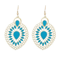 Load image into Gallery viewer, Brass golden türkise Ohrringe Emaille filigran Tropfen umgedreht Seile 6 cm - chic - net.de
