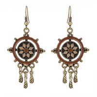 Load image into Gallery viewer, Brass Ohrringe antik golden Kreise Kugeln braun Anhänger - chic - net.de
