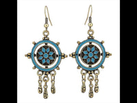 Cargar imagen en el visor de la galería, Brass Ohrringe antik golden Kreise Kugeln türkis Anhänger - chic - net.de

