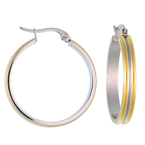 Brass Ohrringe Creolen Rinne 28 mm gold silber nickelfrei Bügel Messing Damen Ohrhänger Schmuck - chic - net.de