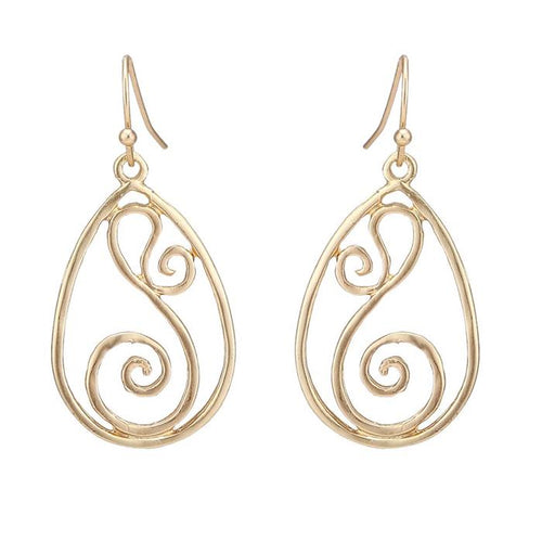 Brass Ohrringe goldfarben oval feine Spiralen antik glänzend - chic - net.de