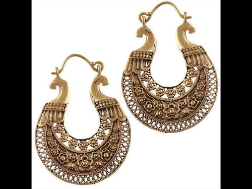 Brass Ohrringe goldfarben rund Ornament Blumen Muster Gitter Kugeln antik golden - chic - net.de