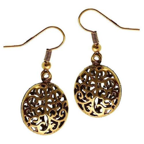 Brass Ohrringe goldfarben rund Schnörkel oxidiert - chic - net.de