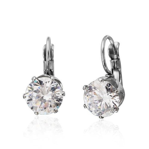 Brass Ohrringe Krone weiß silber Glaskristall facettiert nickelfrei 10 mm Ohrhänger - chic - net.de