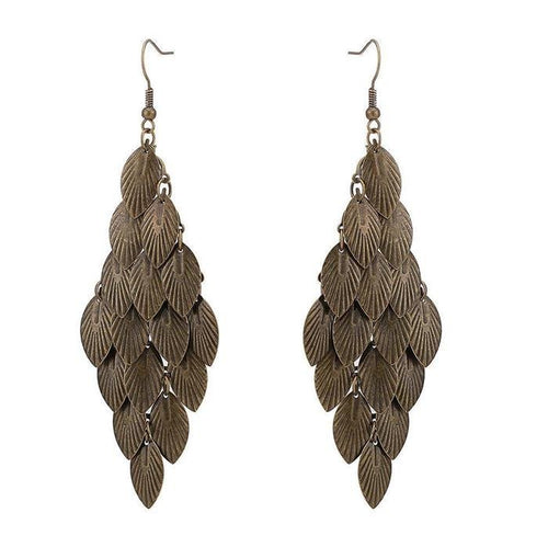 Brass Ohrringe oxidiert feine Blätter Rauten Form - chic - net.de