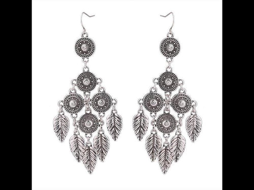 Brass Ohrringe silberfarben Anhänger rund Stein weiß schimmernd Federn - chic - net.de