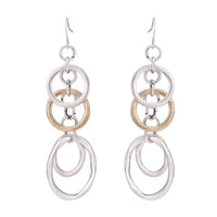 Cargar imagen en el visor de la galería, Brass Ohrringe silberfarben Kreise Anhänger silberfarben goldfarben - chic - net.de
