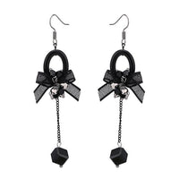 Load image into Gallery viewer, Brass Ohrringe silberfarben Oval schwarz Schleife Steine Anhänger Quadrat - chic - net.de
