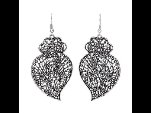 Brass Ohrringe silberfarben oxidiert groß abstrakt Kugeln Schnörkel - chic - net.de